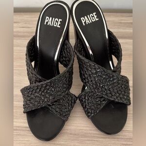 Paige Women's Nova Crisscross High Heel Sandals Raffia Mules Sz 7‎